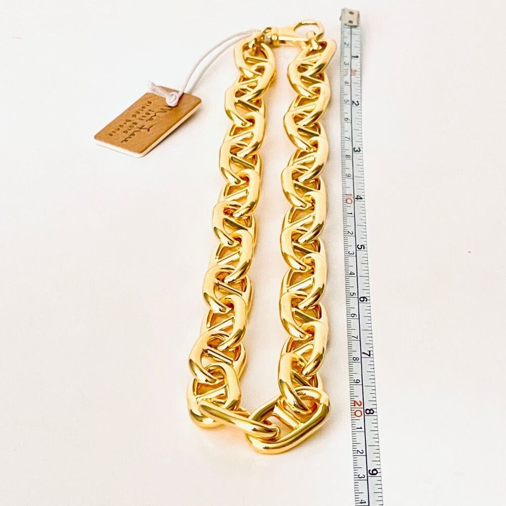NWT Mia Fiore Italy made 18kt Gold Plated Bronze Mariner Anchor Links Necklace - Picture 10 of 12